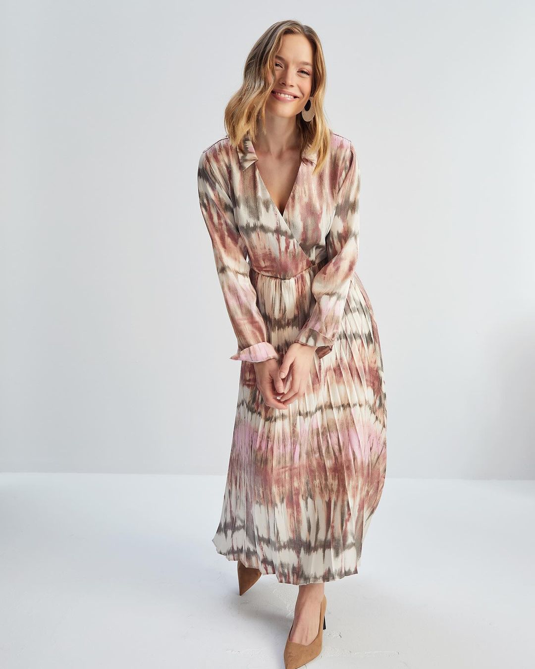 Wrap printed midi maxi dress