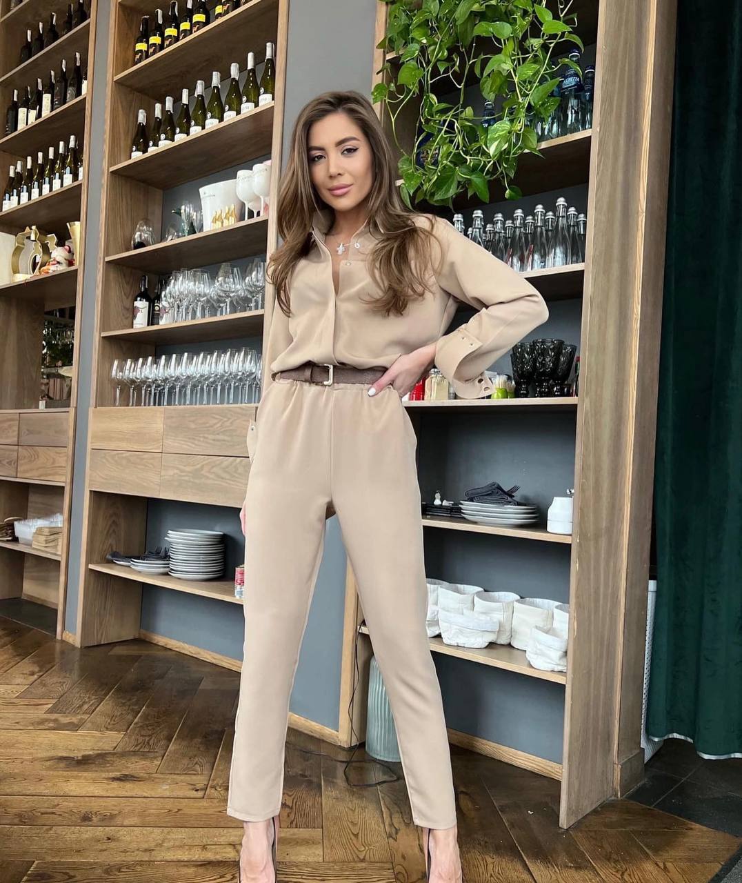 Full sleeves jumpsuit - Beige