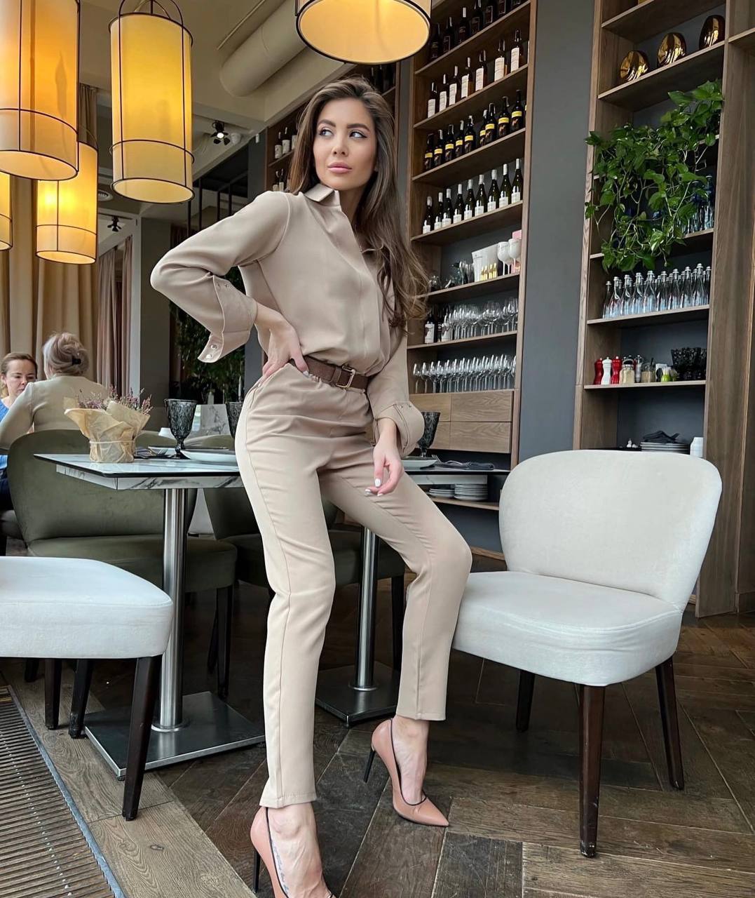 Full sleeves jumpsuit - Beige