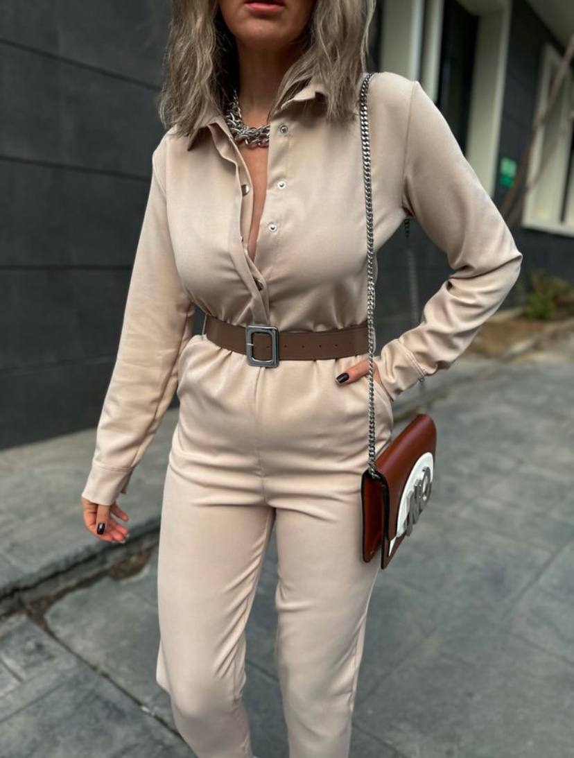 Full sleeves jumpsuit - Beige