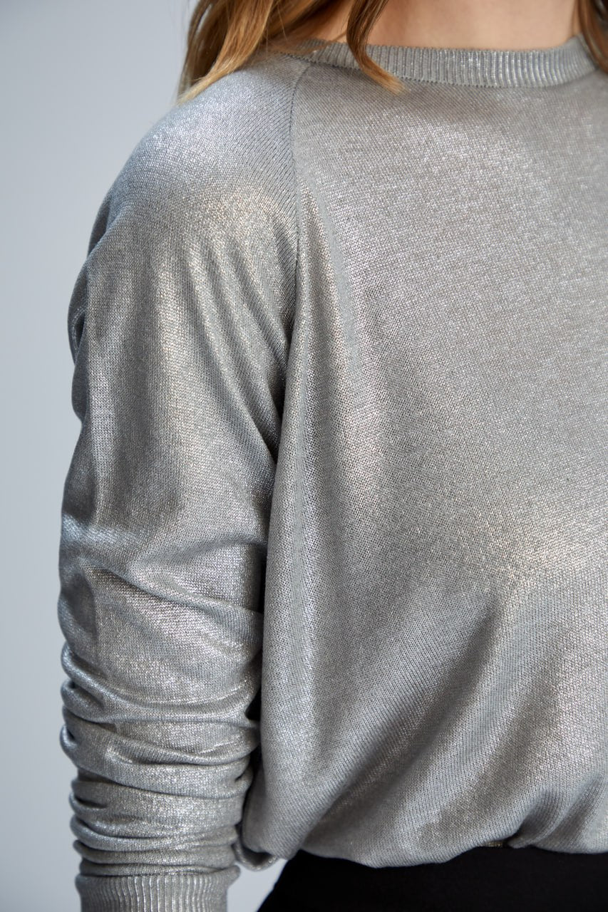 Grey sequin crew neck T-shirt