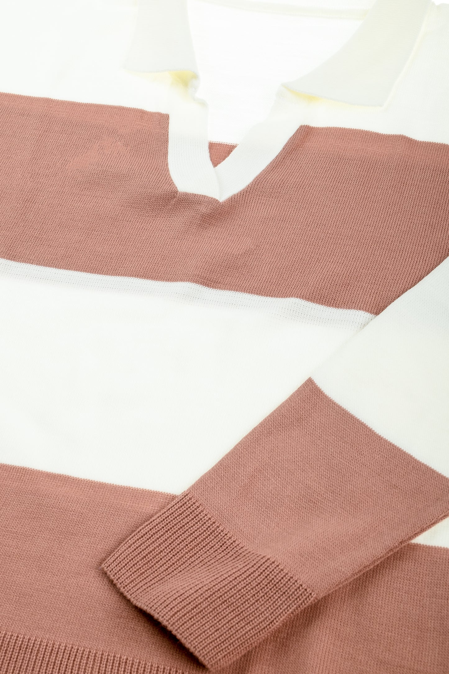 Long sleeves stripes polo shirt - Nude