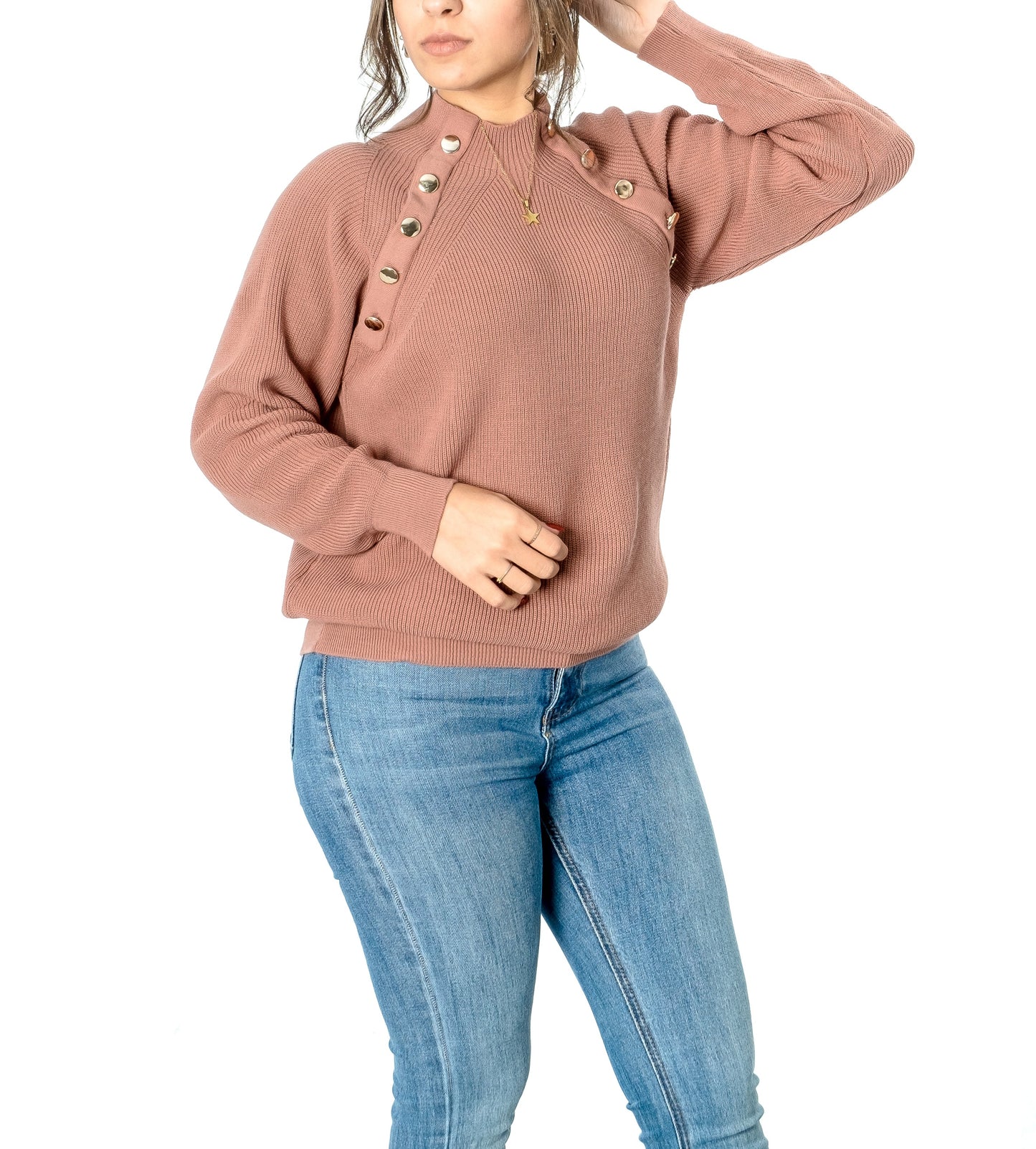 Half turtle neck cropped pullover