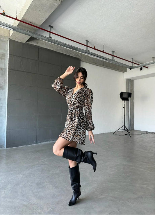 Leopard patterned mini dress