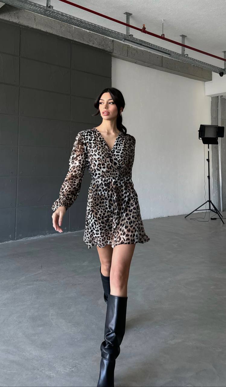 Leopard patterned mini dress