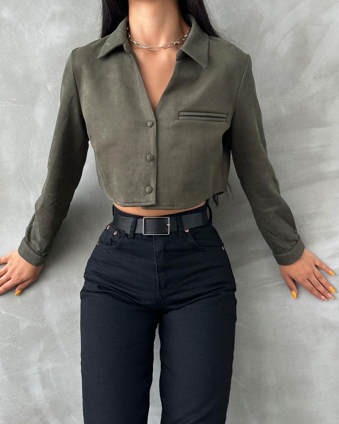 Suede cropped jacket