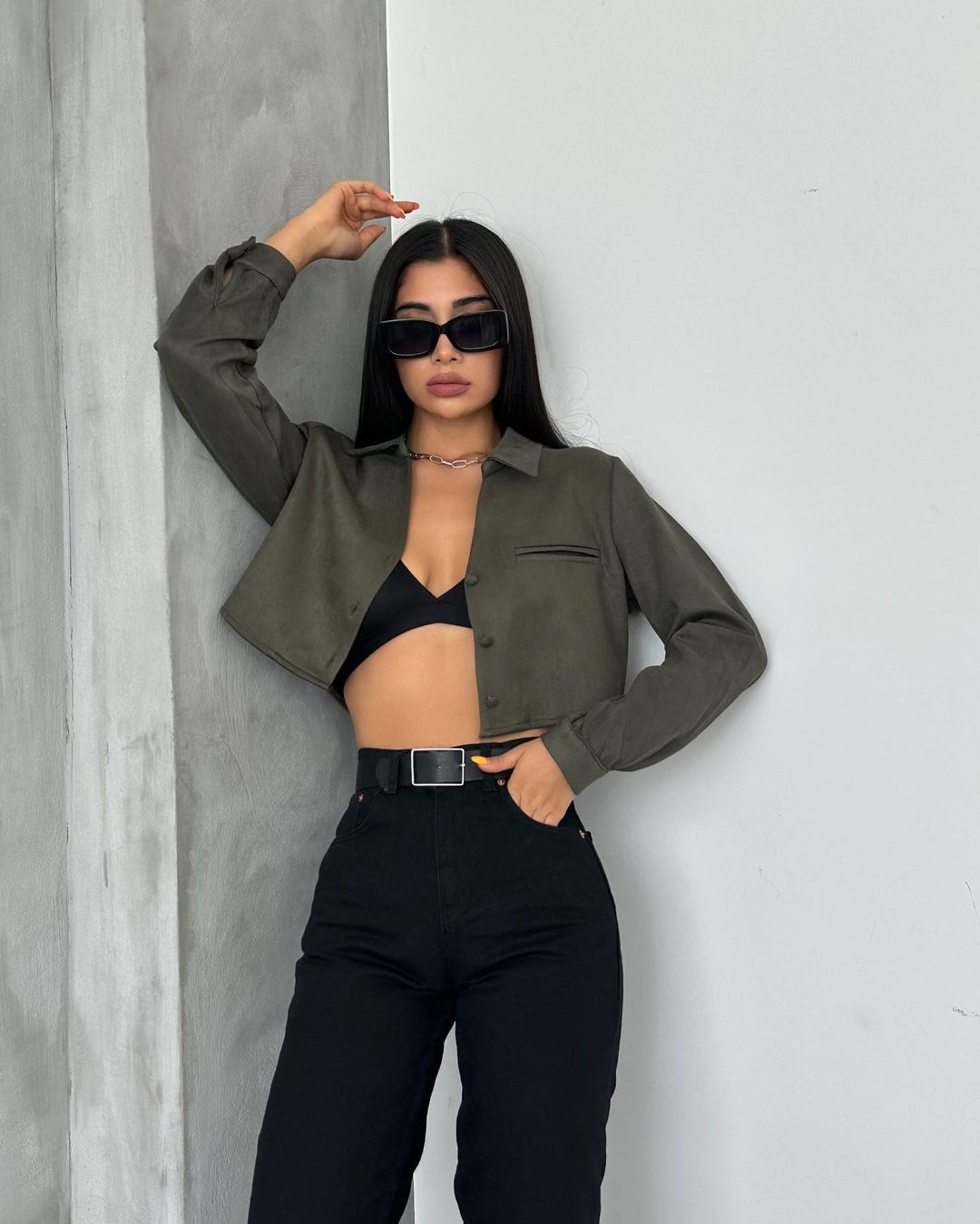 Suede cropped jacket