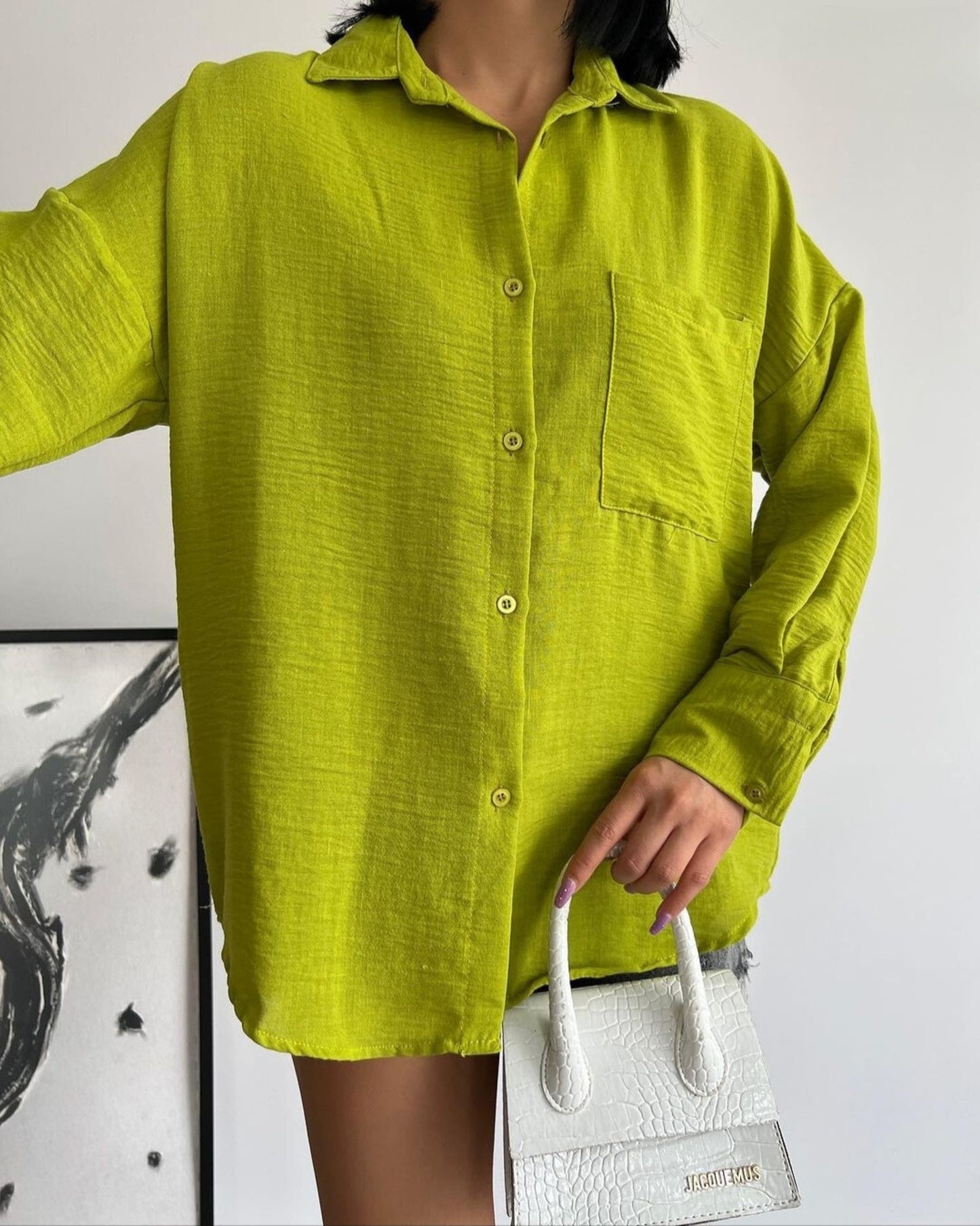 Oversize Turkish linen shirt - Fuchsia