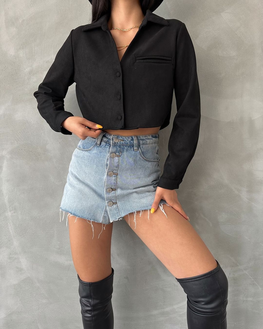 Suede cropped jacket