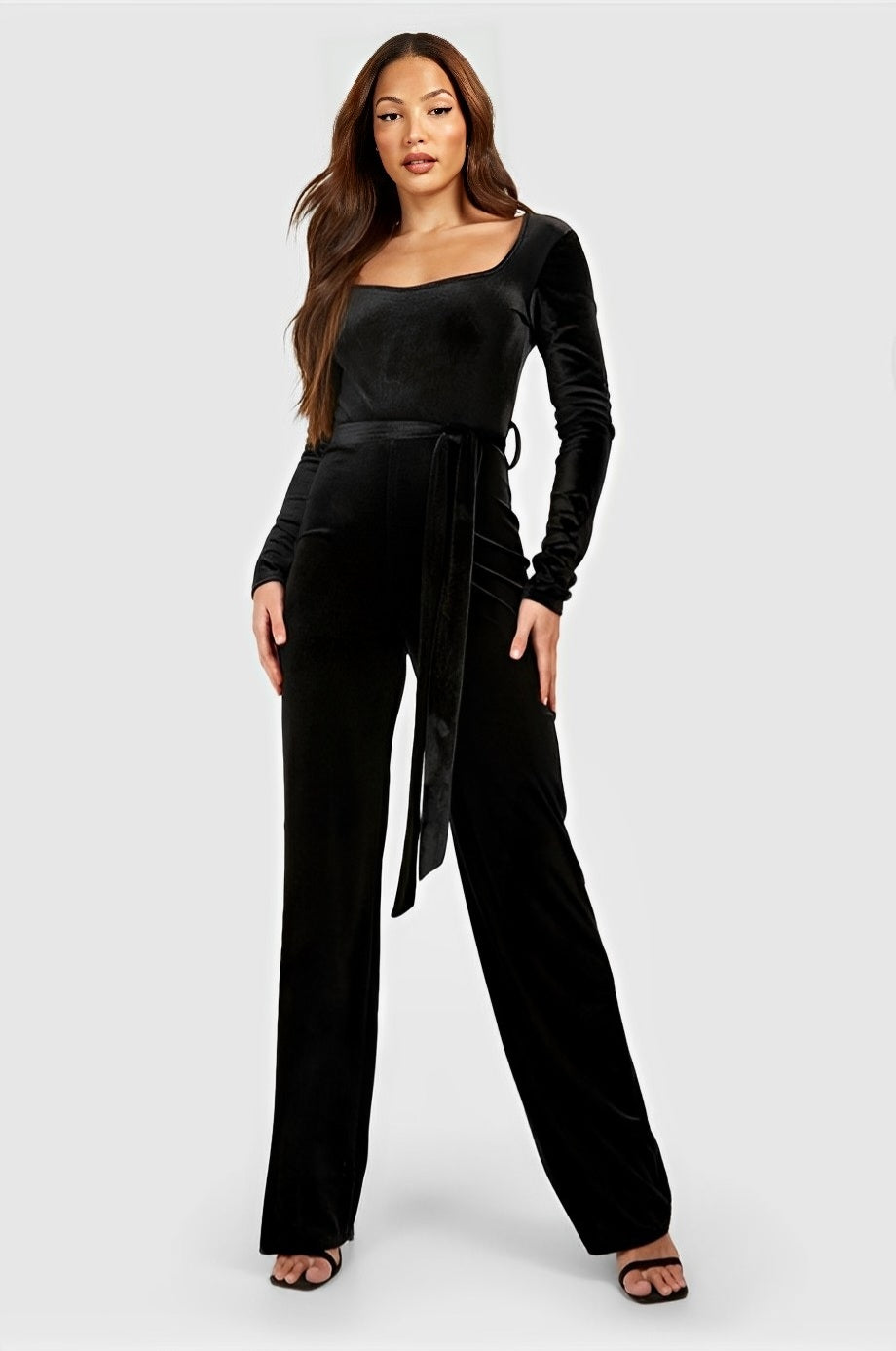 Sweatheart Turkish velvet black jumpsuit