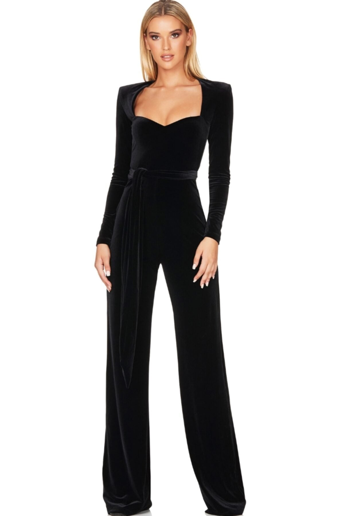 Sweatheart Turkish velvet black jumpsuit