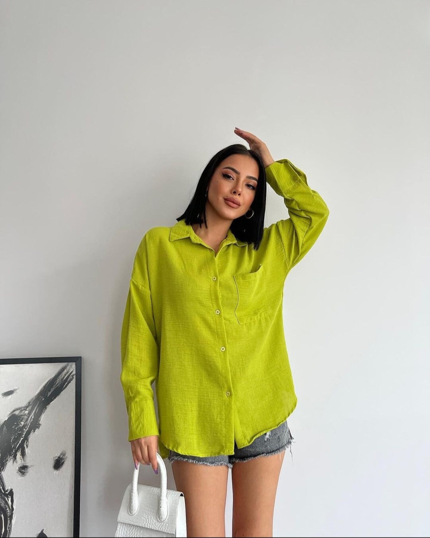 Oversize Turkish linen shirt - Fuchsia