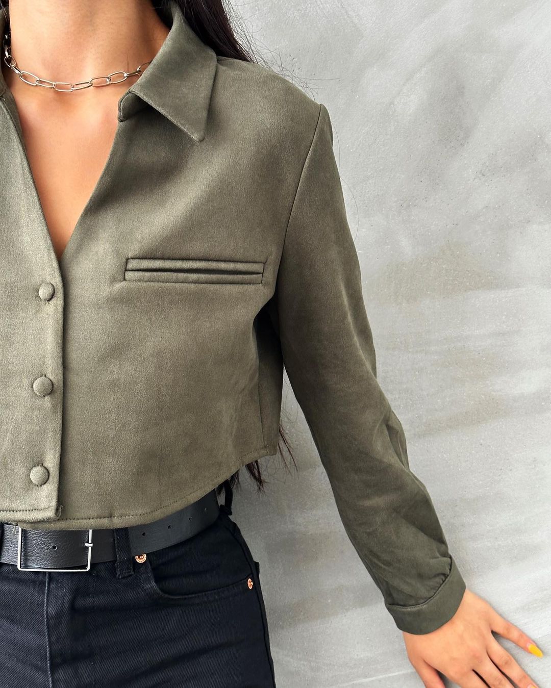 Suede cropped jacket