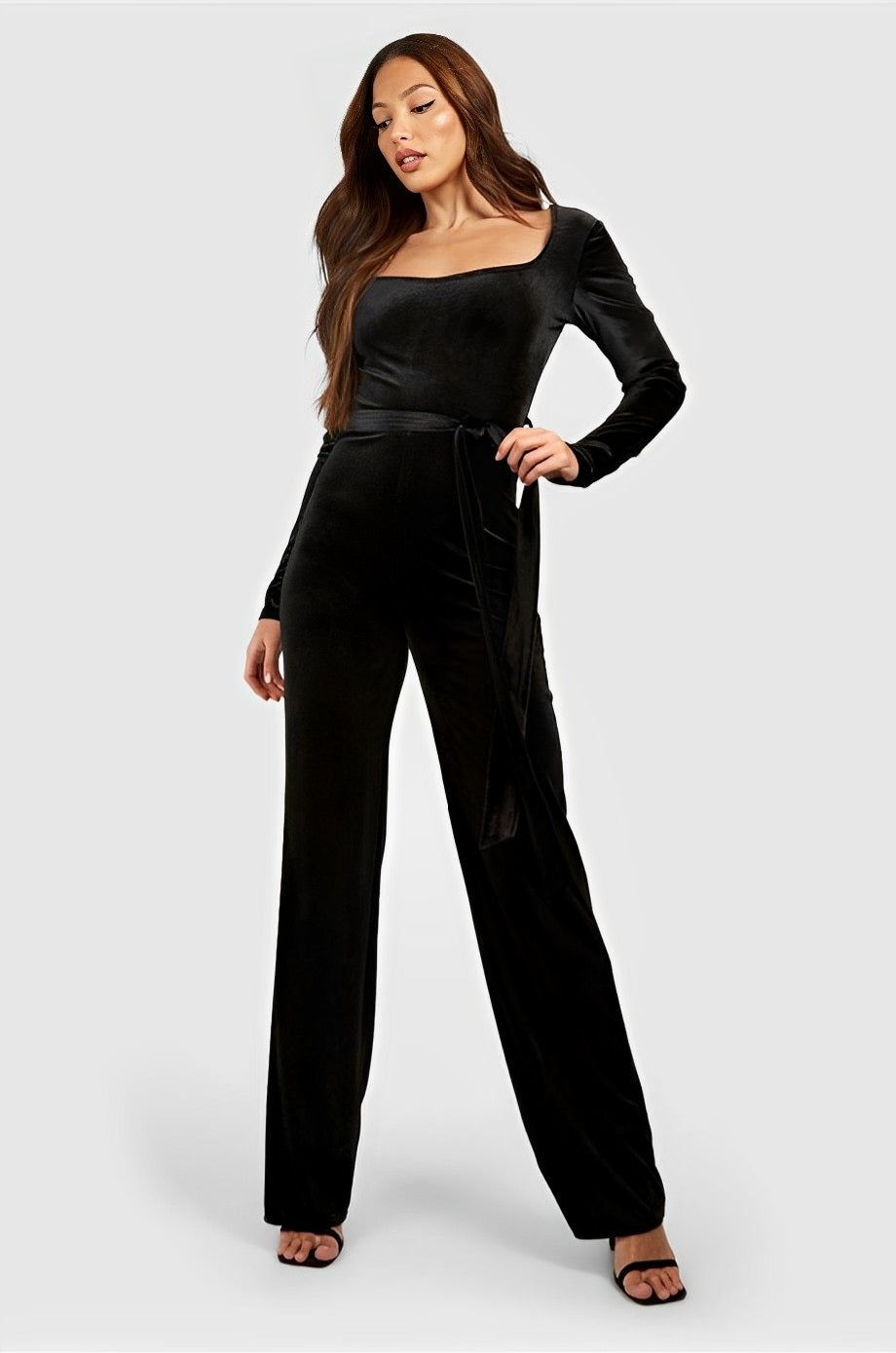 Sweatheart Turkish velvet black jumpsuit