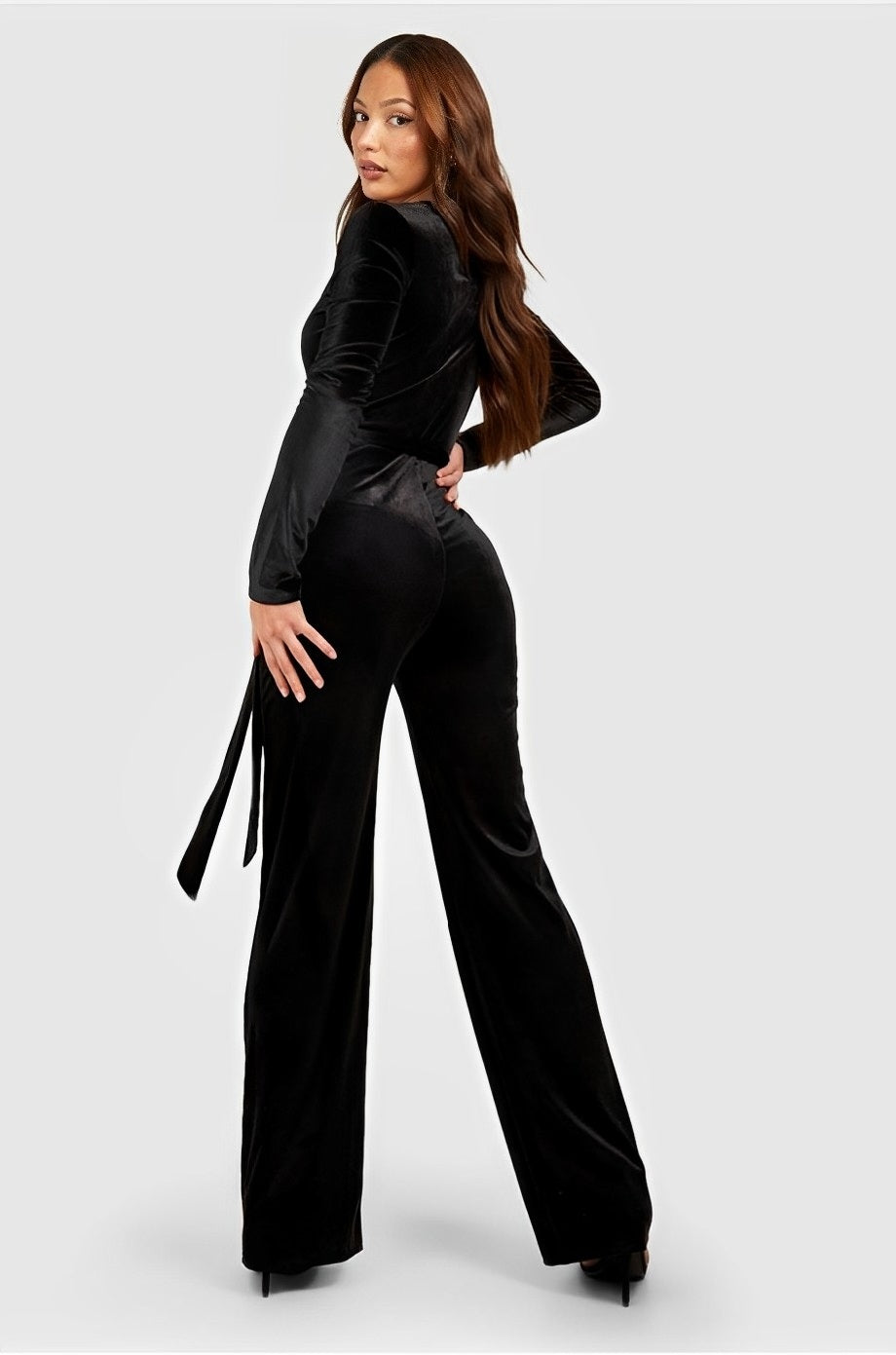 Sweatheart Turkish velvet black jumpsuit