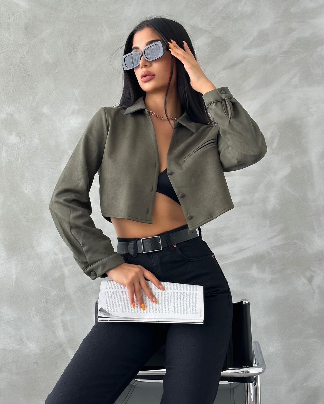 Suede cropped jacket