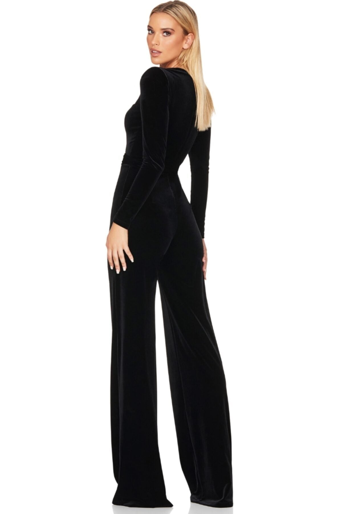 Sweatheart Turkish velvet black jumpsuit