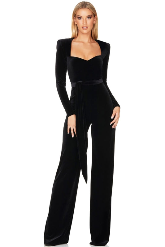 Sweatheart Turkish velvet black jumpsuit